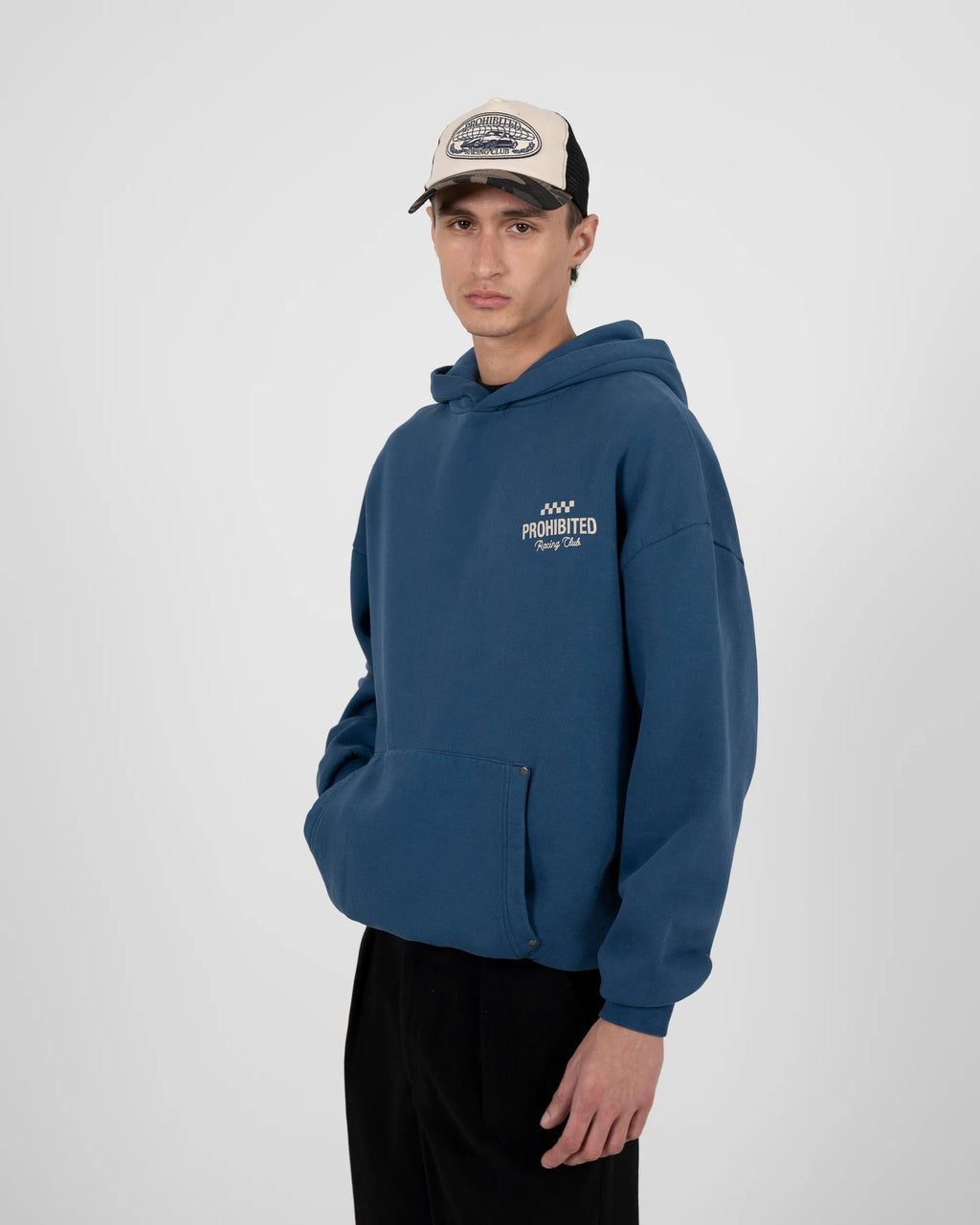 PROHIBITED - Racing Club Hoodie Black (Stone Washed)