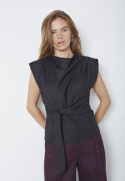 CO'COUTURE - SAGACC PLEAT TOP MID GREY