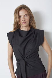 CO'COUTURE - SAGACC PLEAT TOP MID GREY