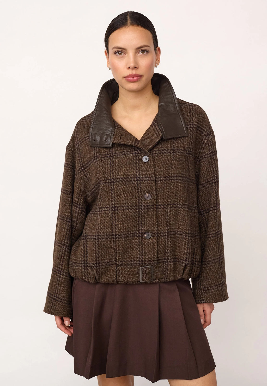 CO COUTURE - OlvaCC Check Balloon Jacket