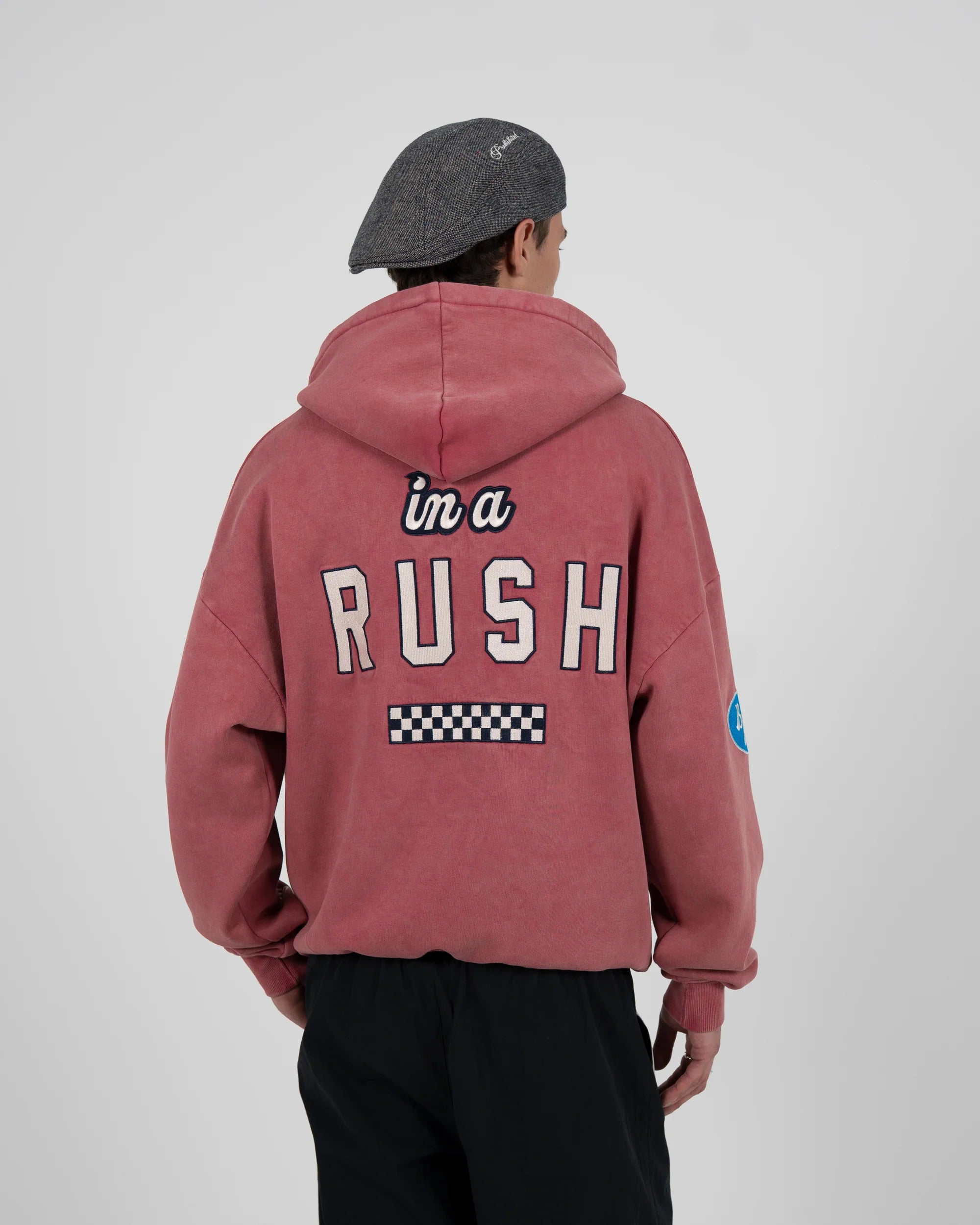 PROHIBITED - Race Patch Hoodie Red (Stone Washed)
