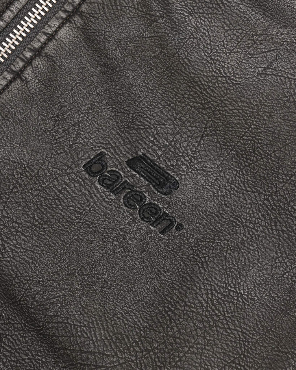 BAREEN - Faux Leather Bomber Jacket - Vintage Black