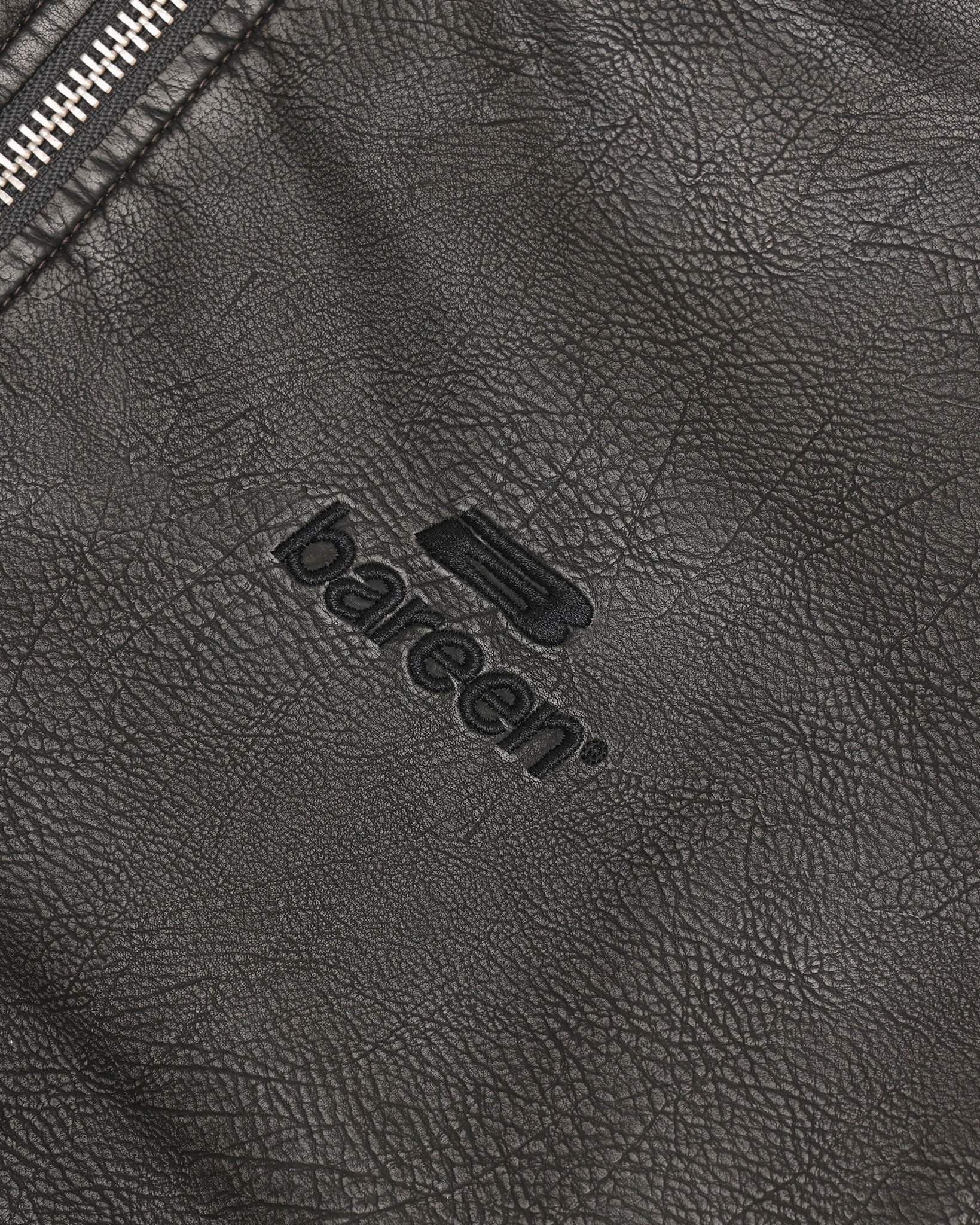 BAREEN - Faux Leather Bomber Jacket - Vintage Black