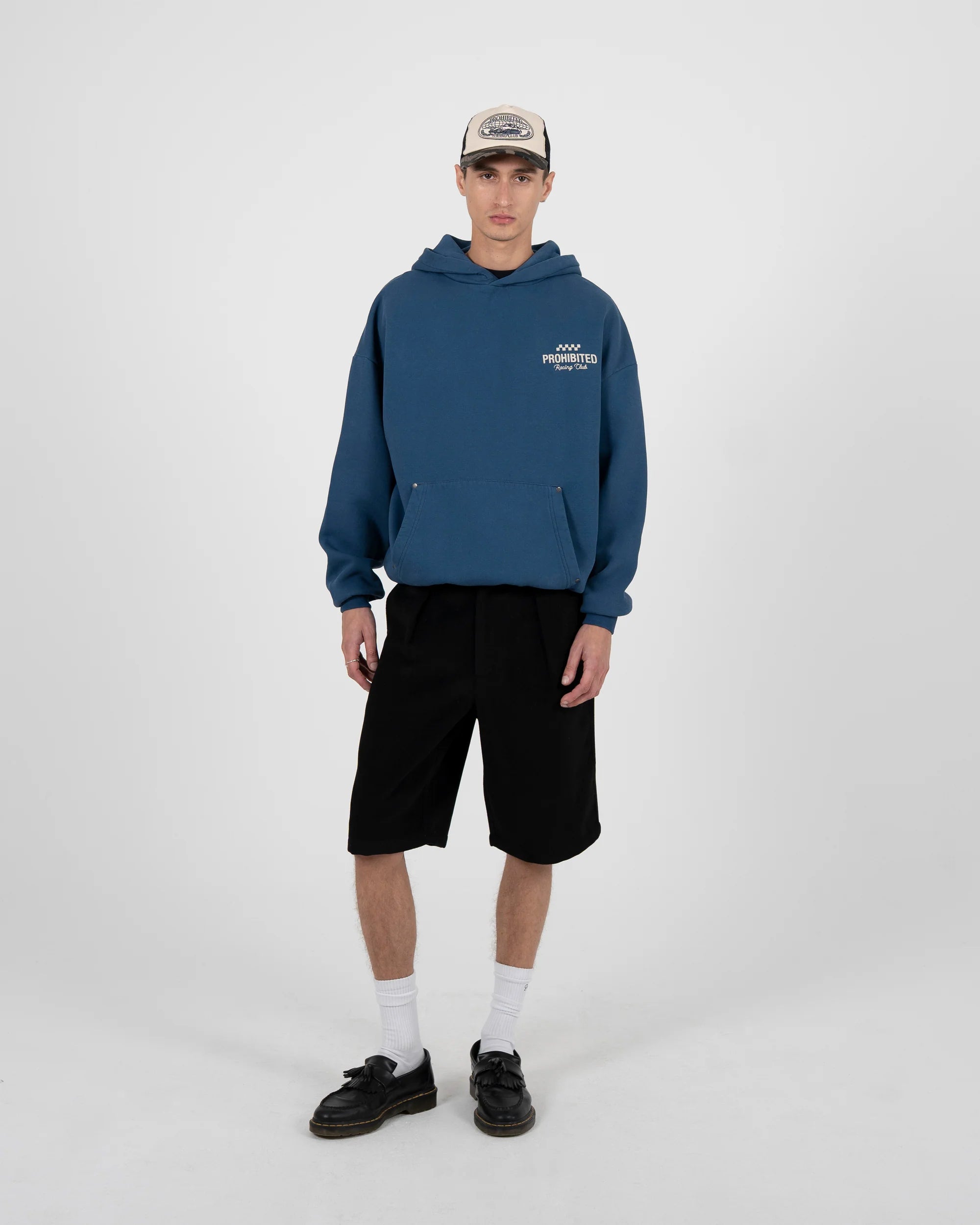 PROHIBITED - Racing Club Hoodie Black (Stone Washed)