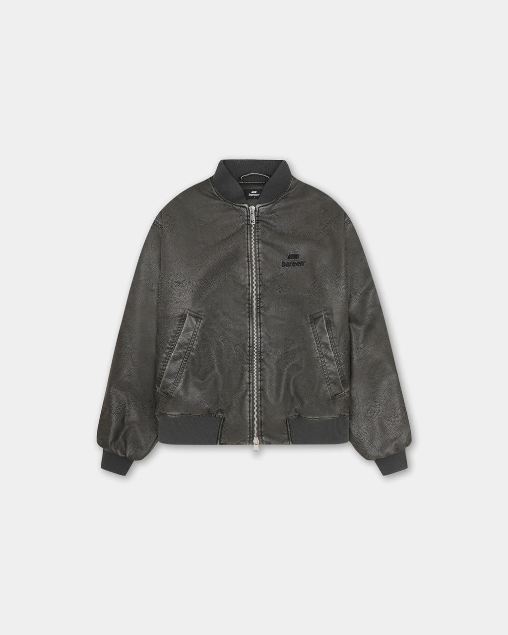 BAREEN - Faux Leather Bomber Jacket - Vintage Black