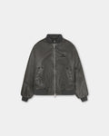 BAREEN - Faux Leather Bomber Jacket - Vintage Black